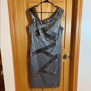 Signature by Sangria Gray Sequin Mini Dress